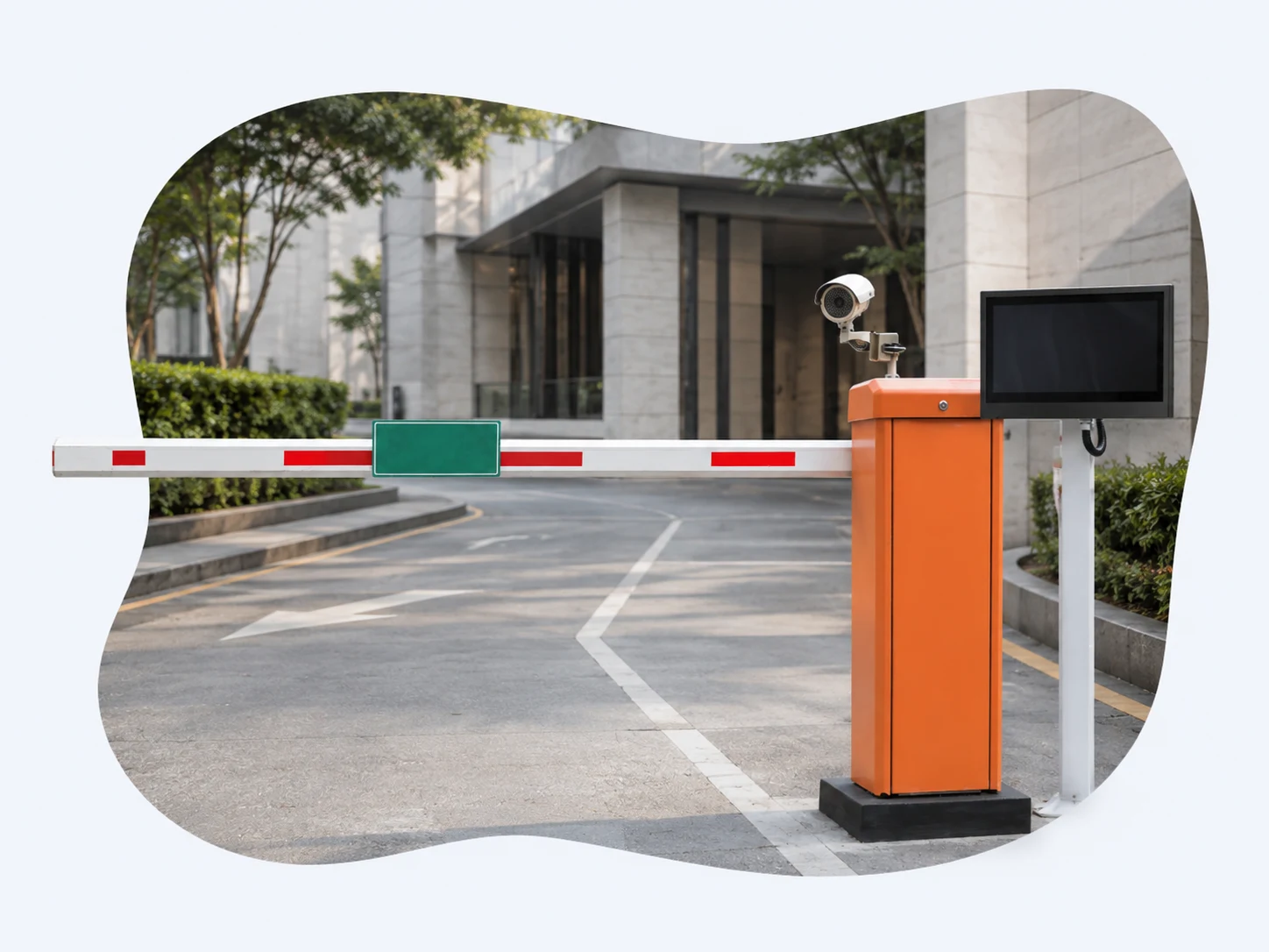 Illustration of a car park barrier and vehicle camera