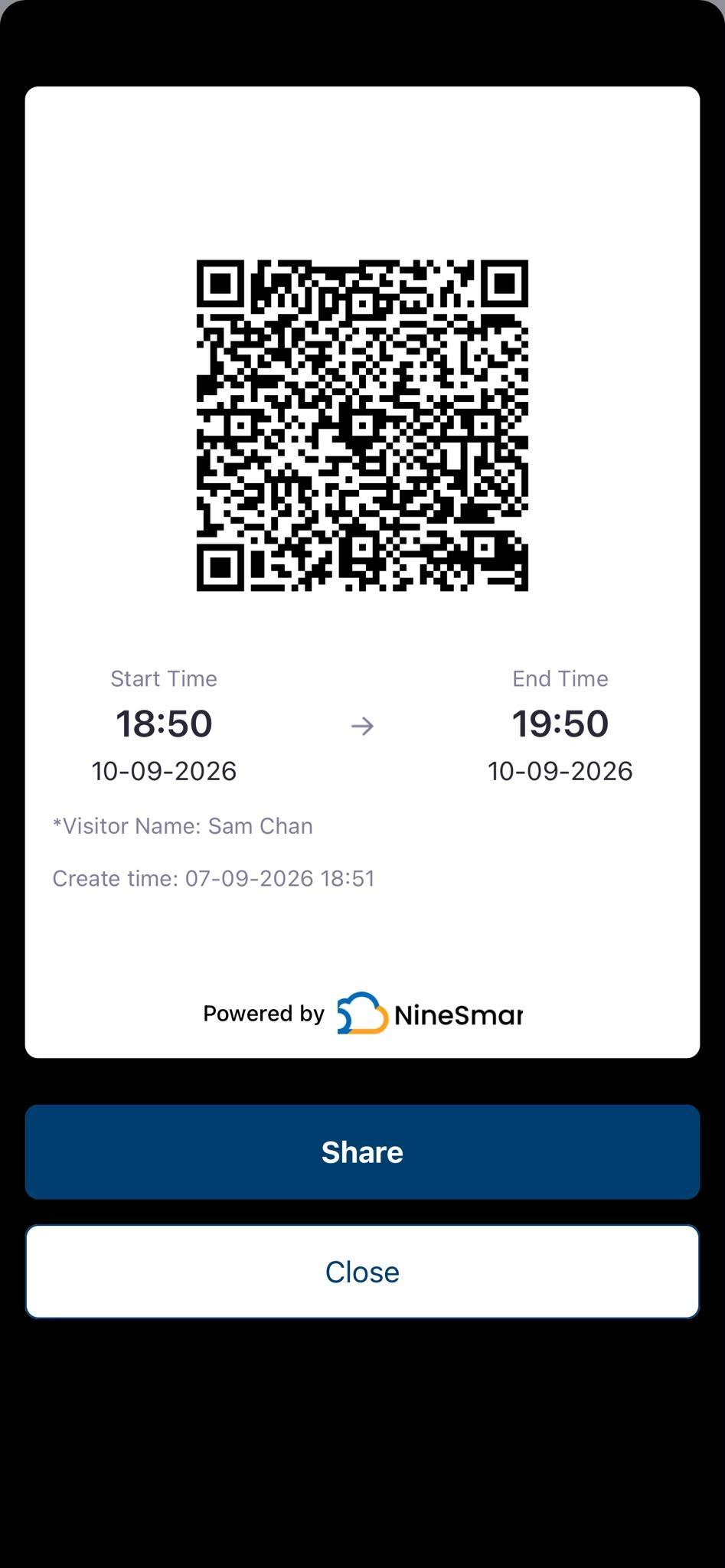 Visitor registration and pass (2/2)