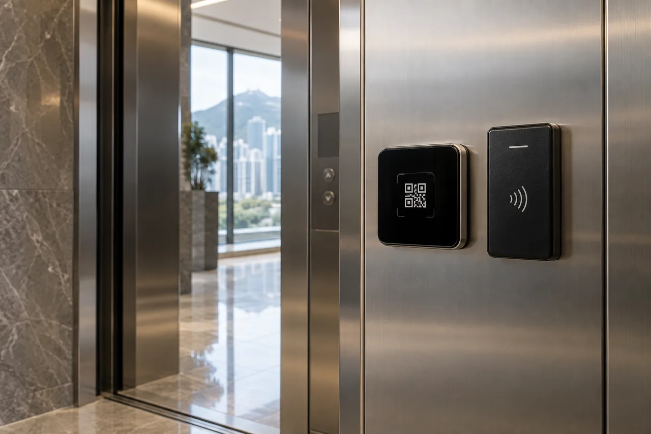 Close view of lift access reading equipment