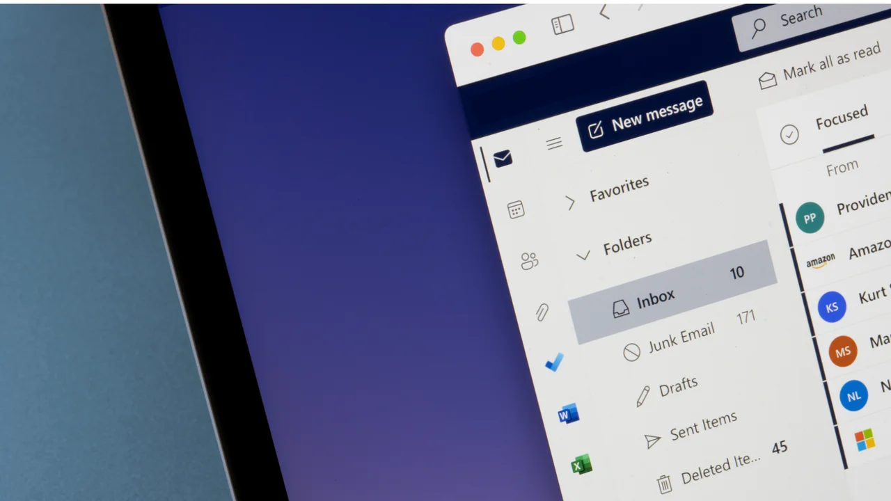 Close-up of an email inbox on a computer screen