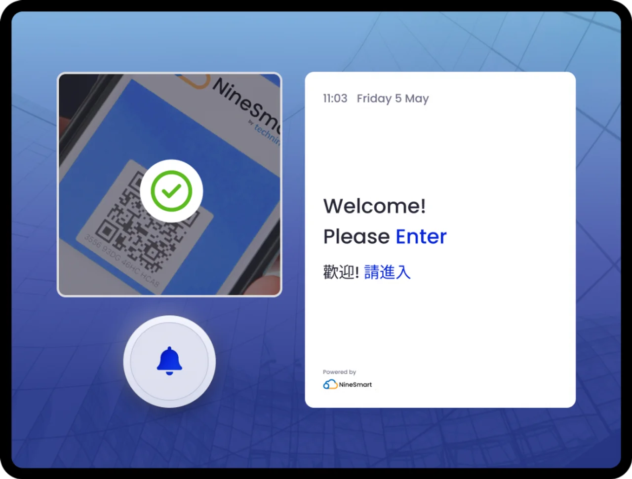 Visitor QR scanning and access-rights screen